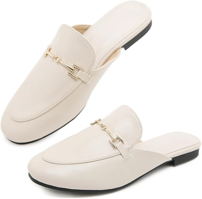 Mules for Women Flats Round Toe Womens Mules Buckle Slip on Slides Backless Loafer Shoes | Amazon (CA)