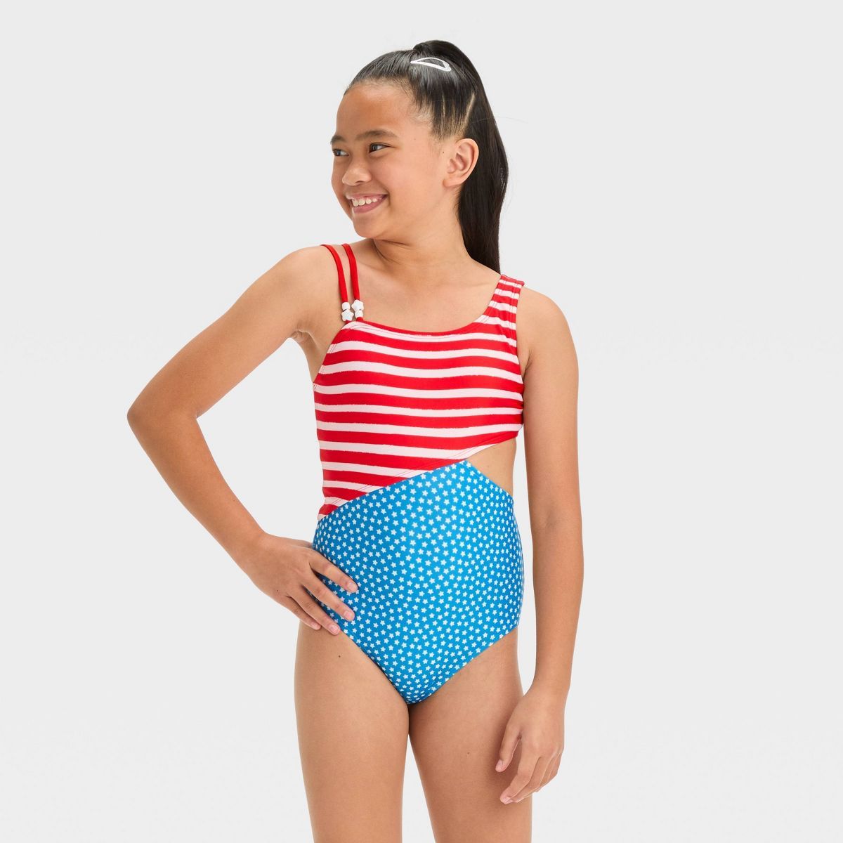 Girls' Star Spangled Striped One Piece Swimsuit - Cat & Jack™ | Target