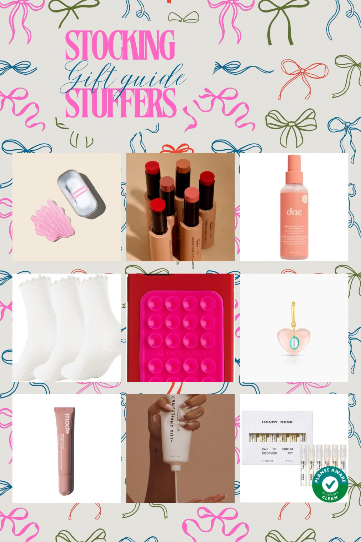 Clean beauty, pretty jewelry, cute socks, what more could a girl want in her stocking?! These stocking stuffers are sure to be a hit. Including some clean beauty products I own & love and a few I want to try! 

#LTKGiftGuide #LTKCyberWeek #LTKHoliday