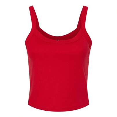 BELLA + CANVAS Women's Micro Rib Spaghetti Strap Tank (Solid Red Blend) | SHEIN