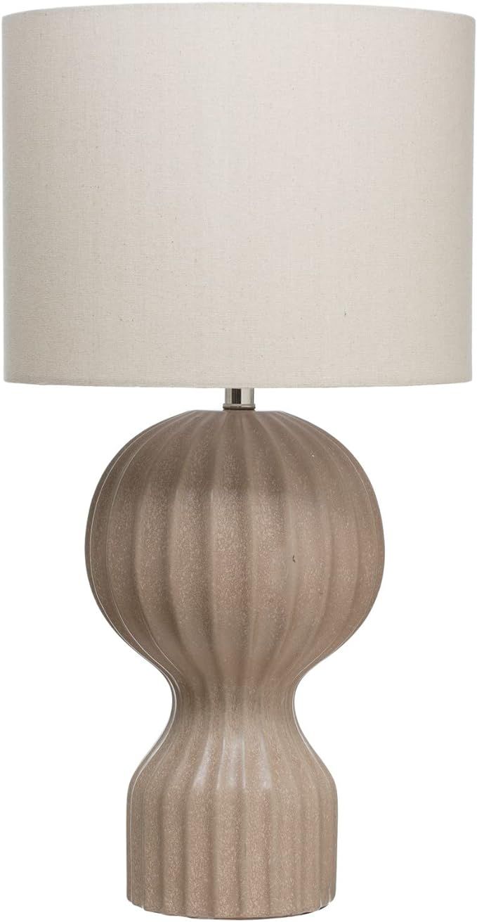 Creative Co-Op Stoneware Fluted Linen Shade, Modern Table Lighting Lamp, Sand | Amazon (US)