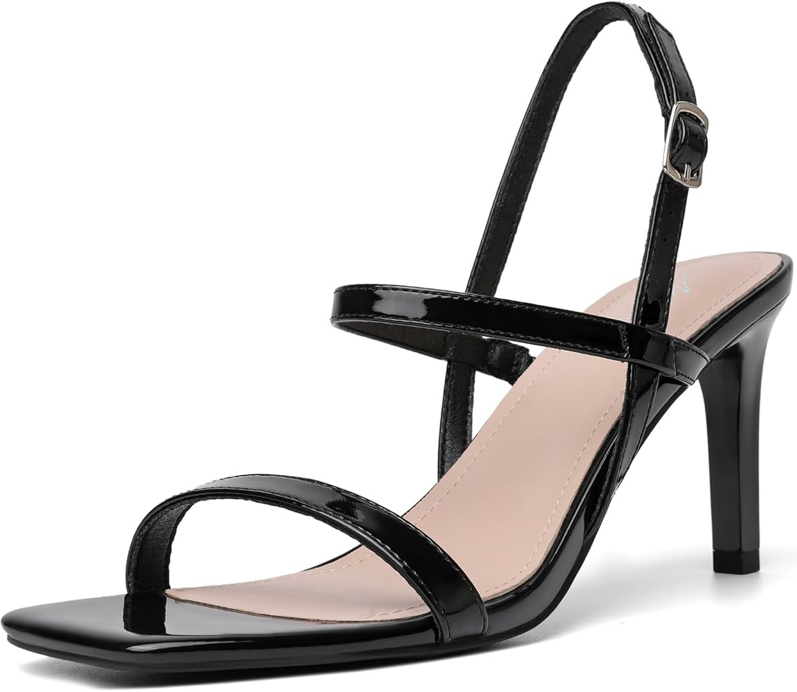 Mostrin Heels for Women Strappy Sandals Square Open Toe High Heel Sandals Ankle Strap Stiletto He... | Amazon (US)
