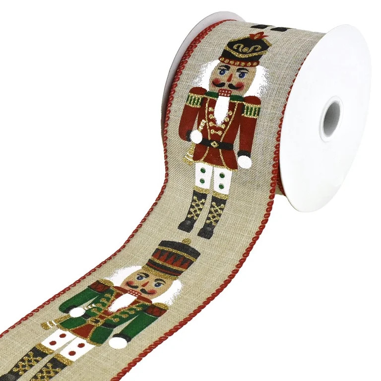 Christmas Nutcracker Soldiers Wired Ribbon, 2-1/2-Inch, 10-Yard - Red/Green | Walmart (US)