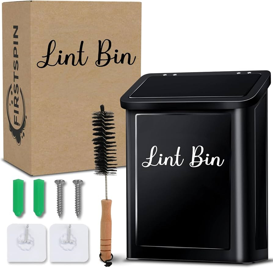 Magnetic Lint Bin for Laundry Room \u2013 Metal Lint Holder with Lid \u2013 Wall Mount & Magnetic... | Amazon (US)