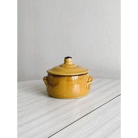 Vintage Yellow Ceramic Jar With Lid, Glazed Stoneware Sugar Bowl, Retro Decorative Box, Kitchen Accessory Or Gift Storage | Etsy (US)