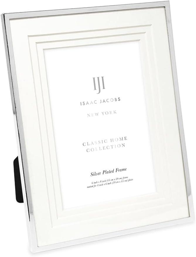 Isaac Jacobs 6x8 (Matted 4x6) Silver Classic Metal Picture Frame w/Easel | Amazon (US)