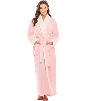 Alexander Del Rossa Women's Warm Fleece Robe, Long Plush Sherpa Bathrobe Pink Rose Quartz with Sh... | Target