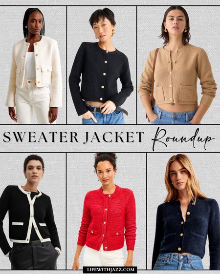 Rounding up some sweater jackets!

• J.Crew - highly recommend, beautiful quality, available in many colors and patterns [red one is currently sold out, but they restock frequently - linked to a similar one at loft that’s under $50] 
• Abercrombie - similar to J.Crew, under $100
• mango - under $100

Workwear  / office staple / sweater jacket / classic style

#LTKworkwear