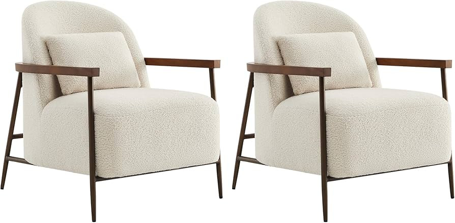 CHITA Accent Chair for Living Room Set of 2, FSC Certified Modern Upholstered Faux Sherpa Fabric ... | Amazon (US)