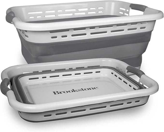 BROOKSTONE, Collapsible Laundry Basket, Comfort Grip Handles, Smart Space Saving Structure, Porta... | Amazon (US)
