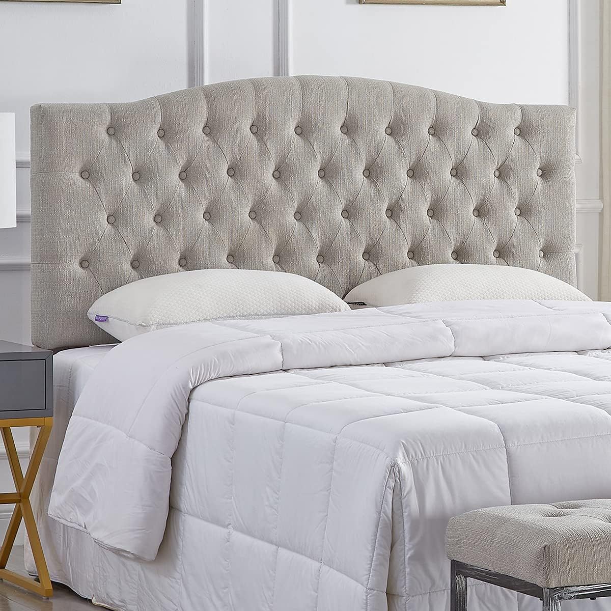 24KF Linen Upholstered Tufted Button Queen Headboard and Comfortable Fashional Padded Queen/Full ... | Amazon (US)