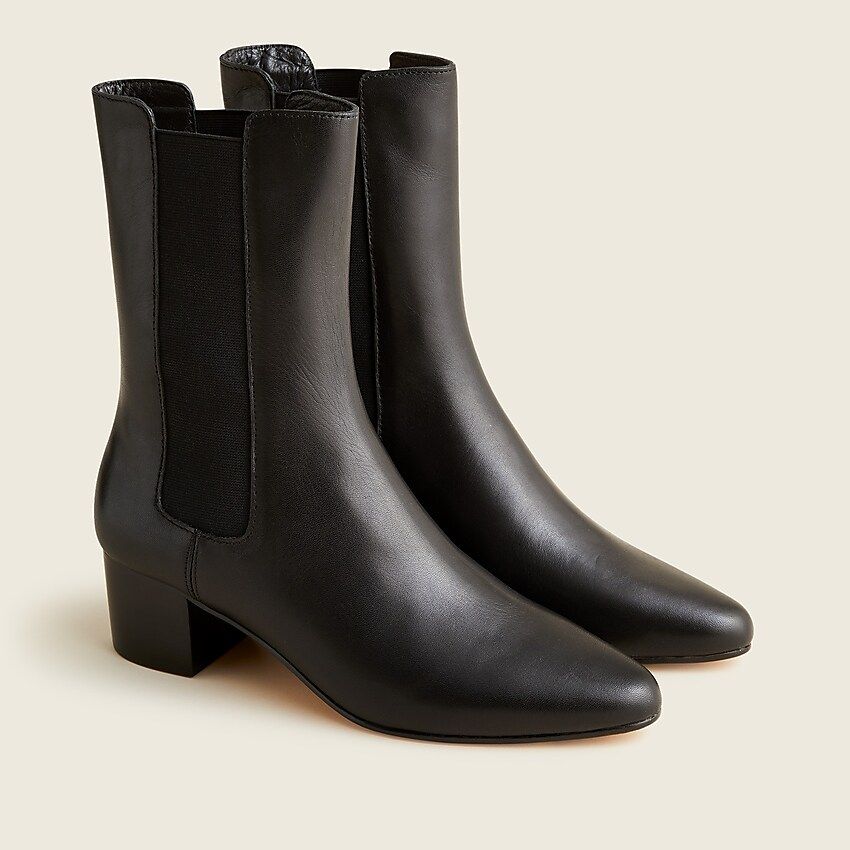 Leather high-shaft stacked-heel boots | J.Crew US