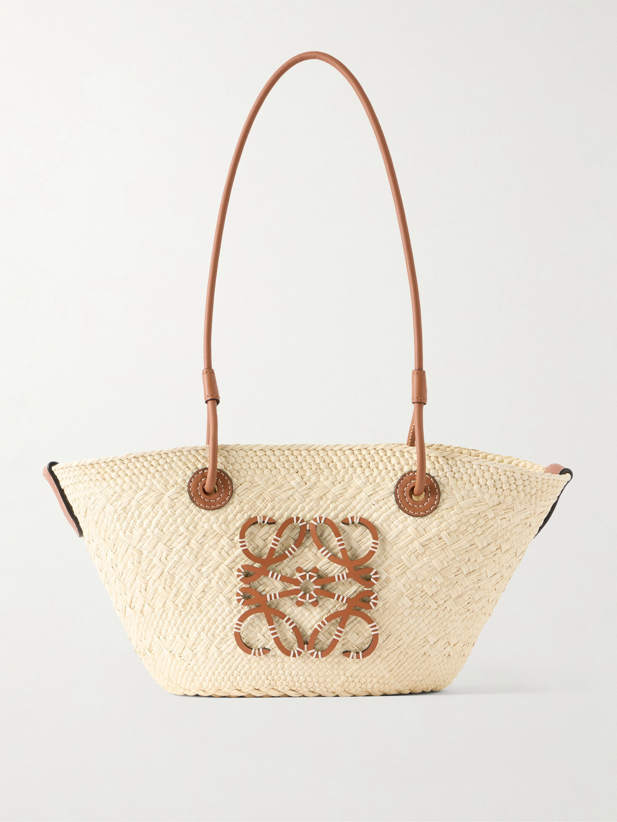 LOEWE - + Paula's Ibiza Anagram Basket Leather-trimmed Raffia Shoulder Bag - Neutral | NET-A-PORTER (UK & EU)