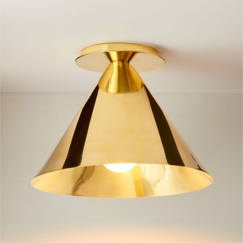 Tolio Brass Conical Flush Mount Light + Reviews | CB2 | CB2