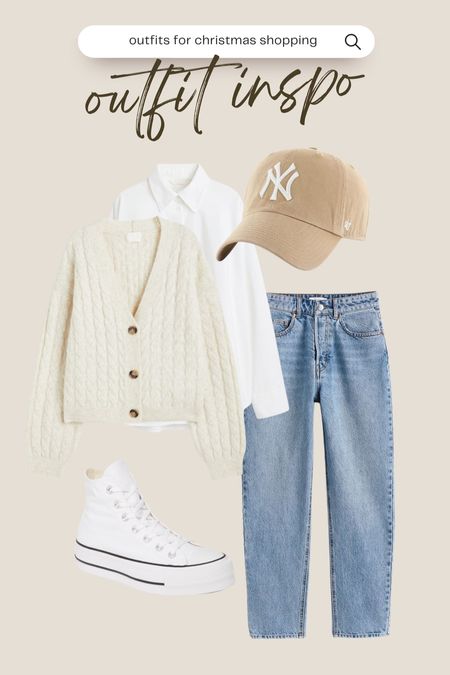 Outfits for Christmas shopping! Neutrals, denim, white button down, converse sneakers 

#LTKunder100 #LTKunder50 #LTKHoliday