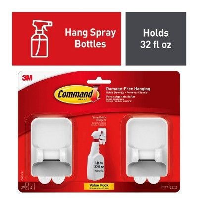 Command 2 Hangers/4 Strips per pk Spray Bottle Hangers White | Target