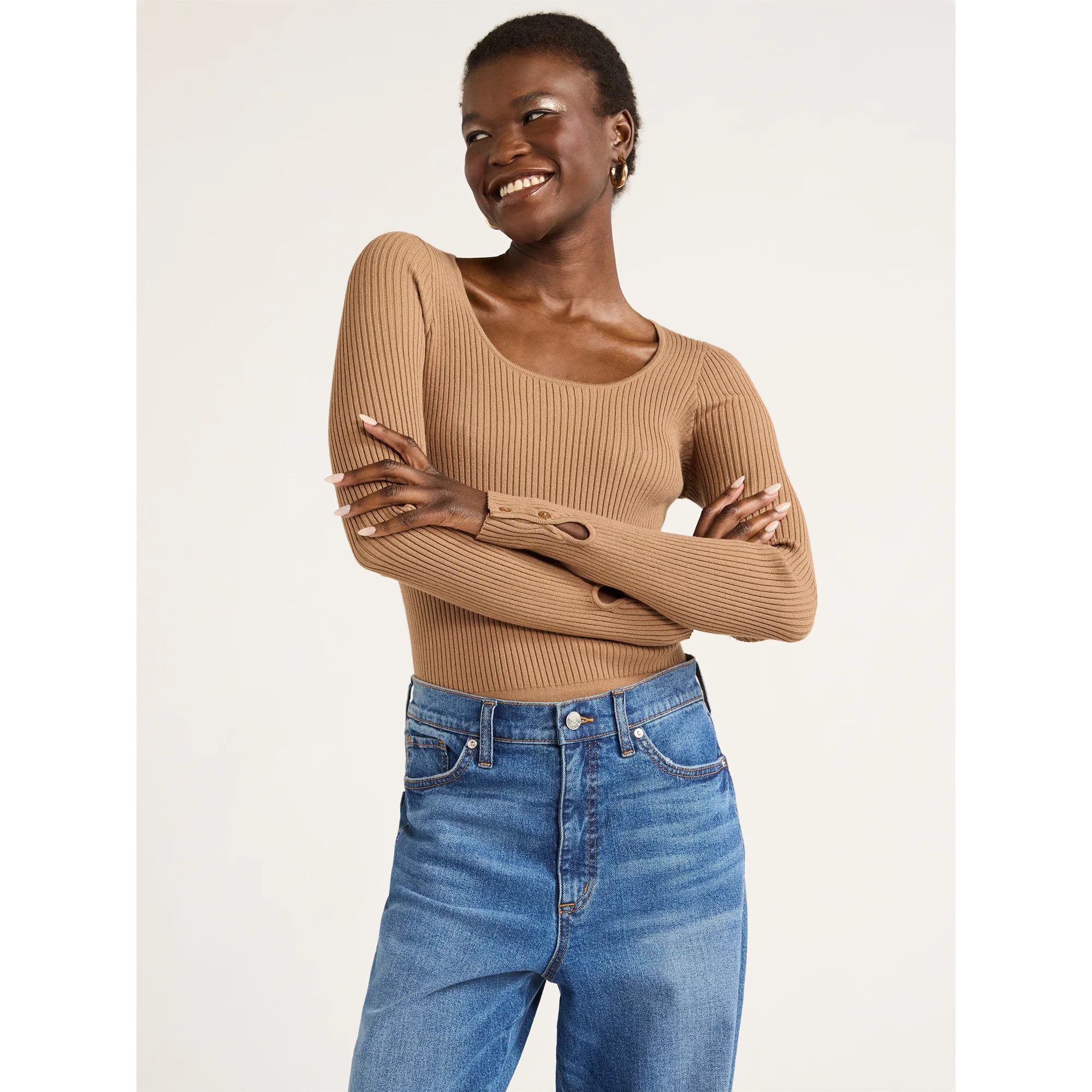 Scoop Women's Scoop Neck Bodysuit, Sizes XS-XXL | Walmart (US)