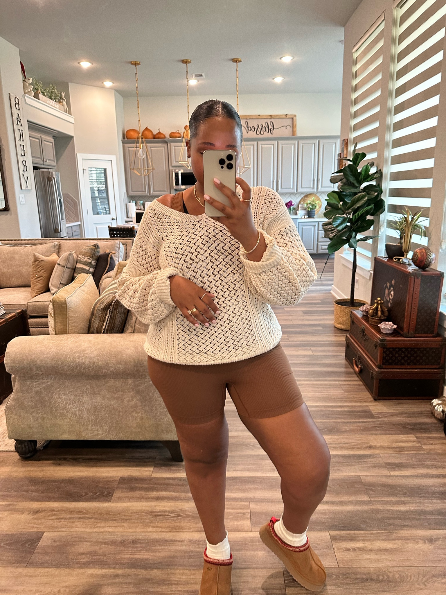 Romper-  size medium 
Sweater -  one size 
Ugg -  size up 1/2 

Fall outfits 
Sweater outfit 
Affordable outfit 
Ugg tazz outfit 
Affordable outfits 
Ugg tazz platform 

#LTKstyletip #LTKunder100 #LTKshoecrush