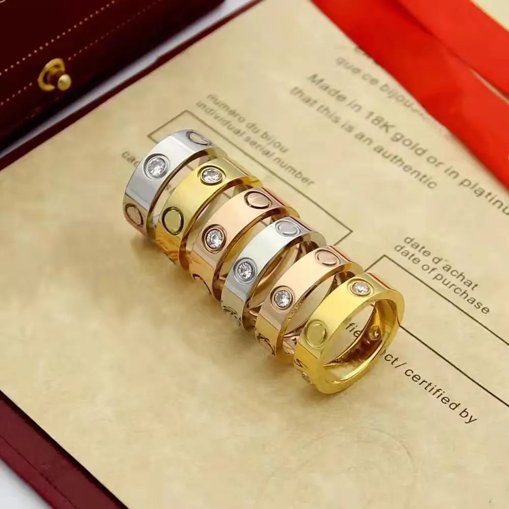 Original design branded 6mm thick love Ring 18K Gold Silver Rose Stainless Steel letter logo engr... | DHGate