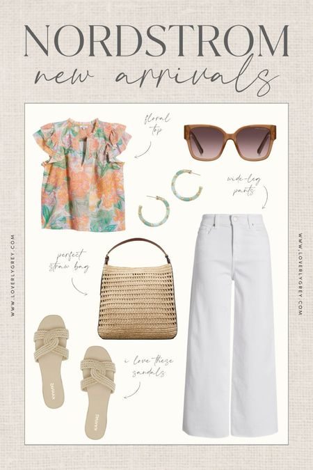 Nordstrom new arrivals. This floral flutter sleeve top and wide-leg white jeans are perfect for summer. Loverly Grey, new arrivals

#LTKStyleTip #LTKBeauty #LTKSeasonal