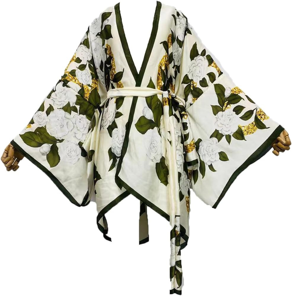 Summer Beach Cover up Women Cardigan Fashion Sexy Boho African Holiday Party Long Sleeve Silk Fee... | Amazon (US)