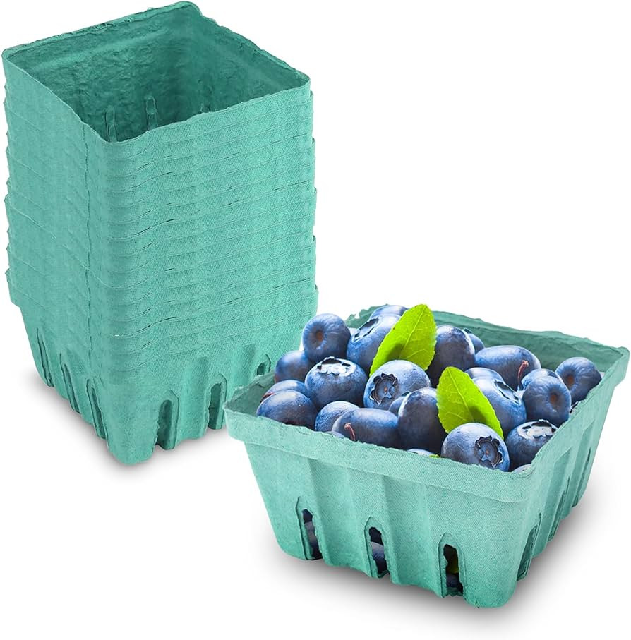 MT Products Green Berry Basket 1 Pint - Molded Pulp Fiber Vented Produce Basket (Pack of 15) - Ma... | Amazon (US)