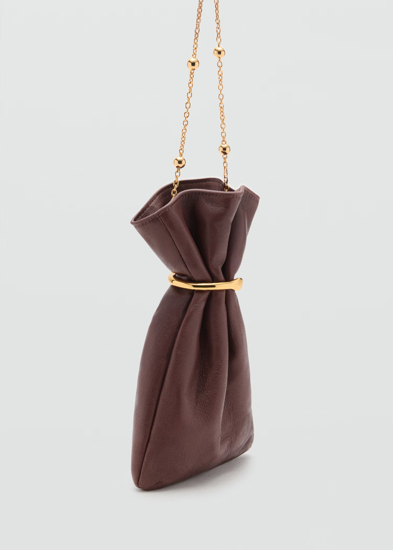 Leather sack-style bag with metallic detail - Women | MANGO United Kingdom | MANGO (UK)