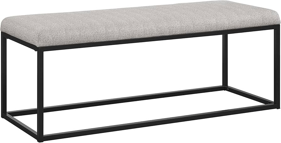 Ball & Cast Modern Upholstered Bench Entryway Bench Ottoman with Metal Frame, 48 Inch Grey | Amazon (US)
