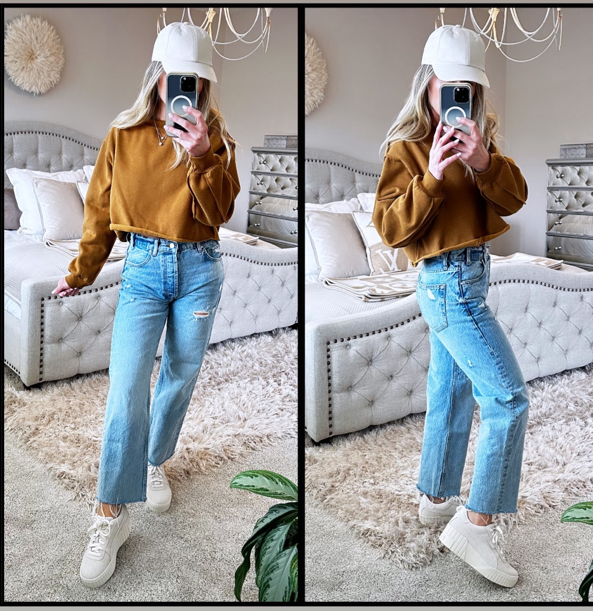 Amazon cropped sweatshirt(wearing small) Anine Bing denim(wearing 25) Aritzia hat and puma sneaks 

#LTKsalealert #LTKstyletip #LTKover40