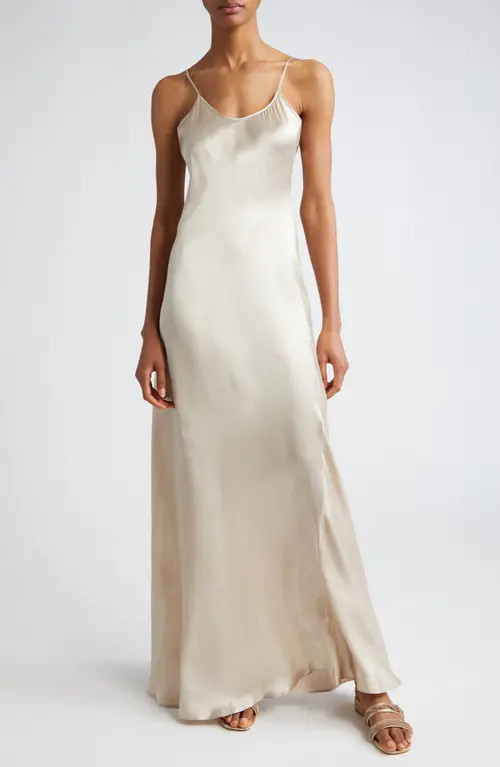 Eleventy Silk Charmeuse Slip Dress in Sand at Nordstrom, Size 2 Us | Nordstrom