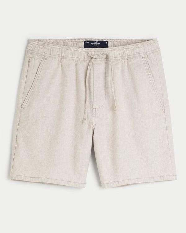 Linen Blend Pull-On Shorts 7" | Hollister (US)