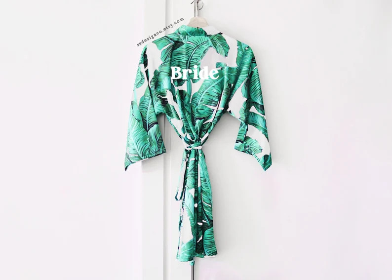 Green Palm Leaf Robe Bridesmaid Robe Hawaiian Robe Bridal | Etsy | Etsy (US)