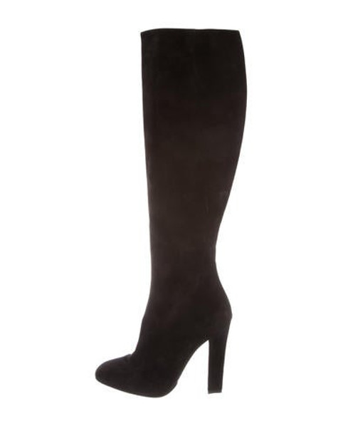 Salvatore Ferragamo Suede Knee-High Boots Black | The RealReal