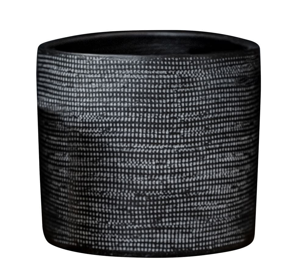 Novah Painted Terra Cotta Planter, White - Small Cylinder | Pottery Barn (US)