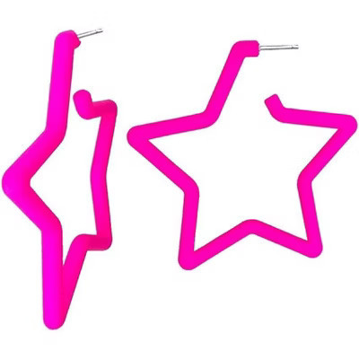 80s 90s Neon Star Hoop Earrings | Colorful Retro Dangle Earrings Gold One Size | Target