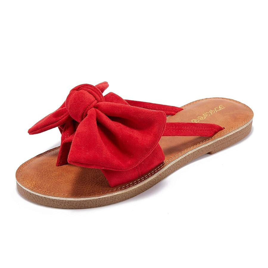 FISACE Womens Slip On Flip Flops Ring Toe Strappy Summer Gladiator Flat Sandals | Amazon (US)