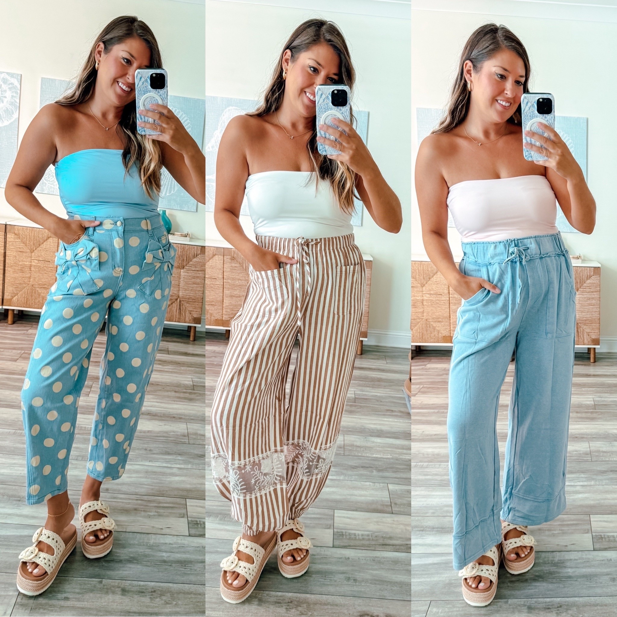 Strapless tops, tube tops, summer outfits, comfy pants, prime day deals 

Wearing larges in tops (need mediums), medium in bottoms and size 6 in polka dot jeans

#LTKSaleAlert
