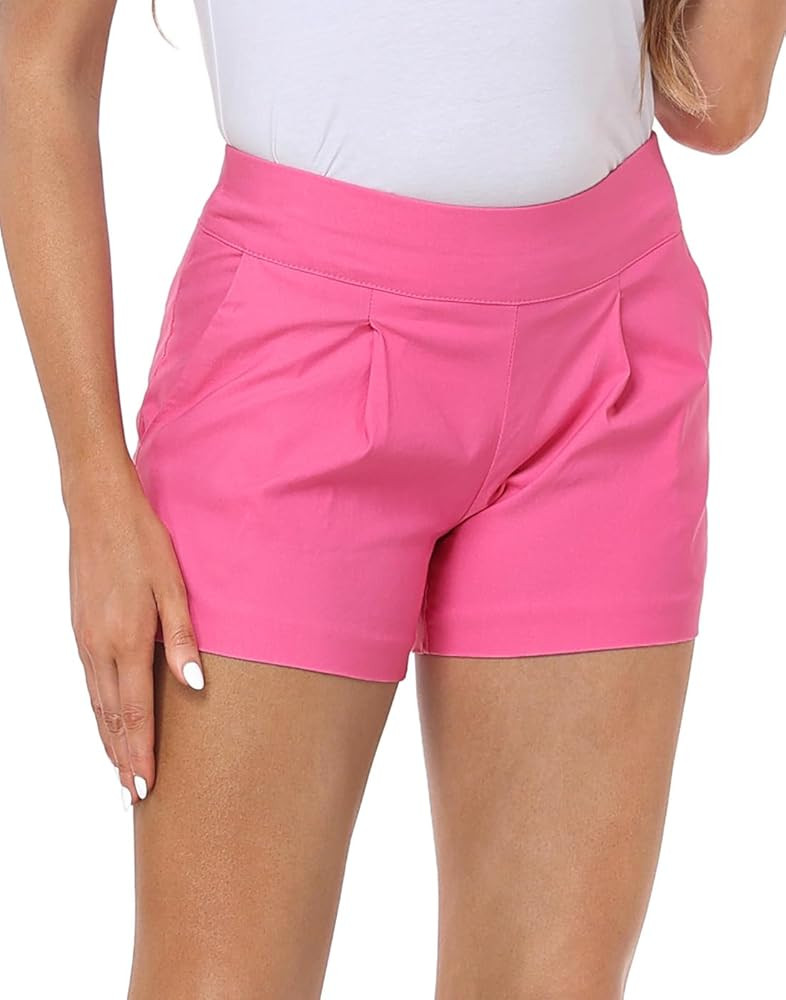 HDE Women's Dress Shorts 3" Inseam Elastic High Waisted Dressy Summer Shorts | Amazon (US)