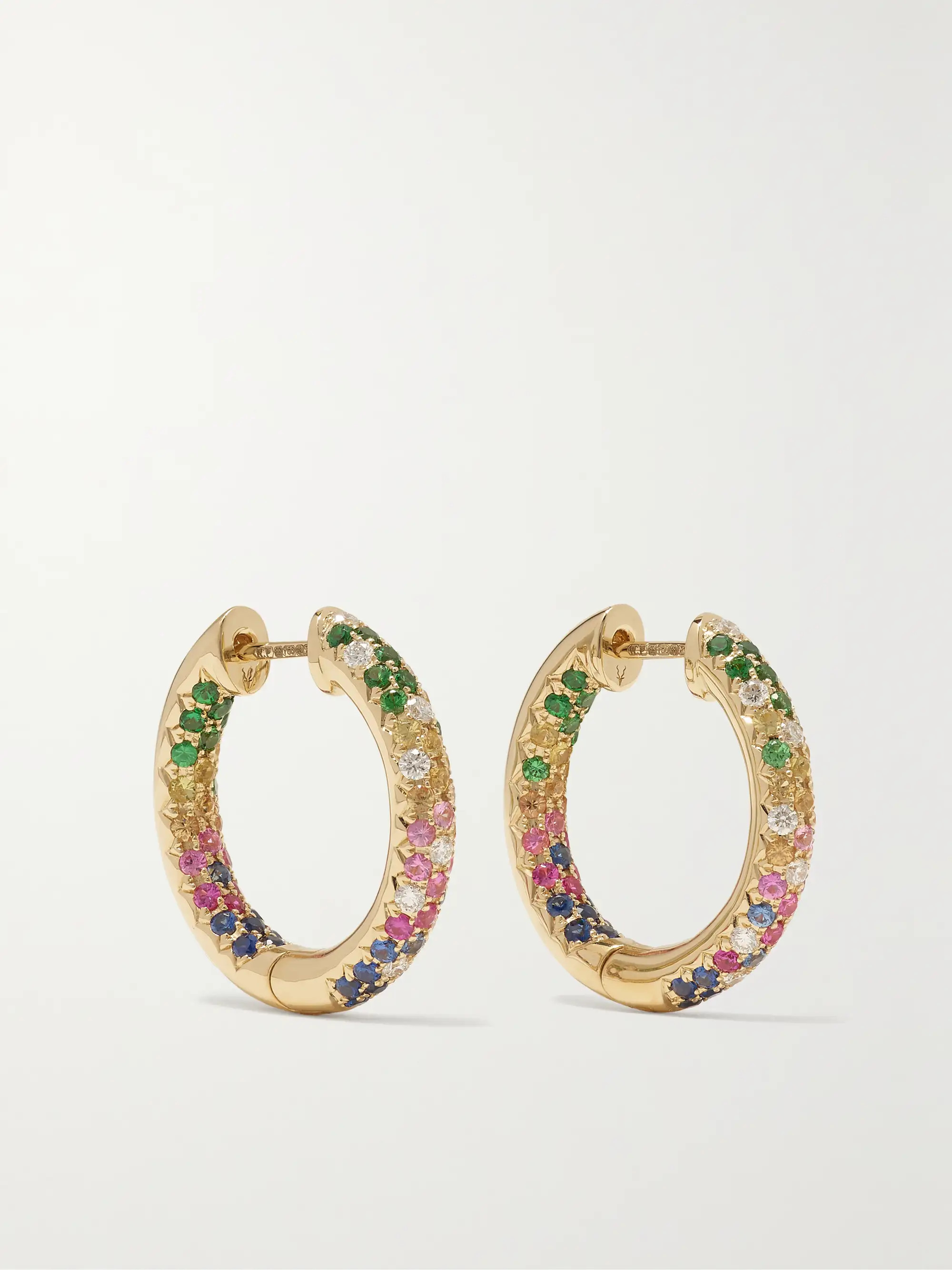 Disco Sister 14-karat gold multi-stone hoop earrings | NET-A-PORTER (US)