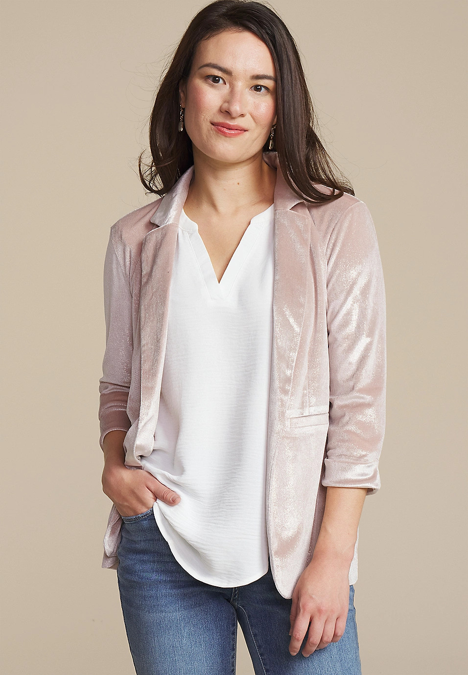 Metallic Velvet Blazer | Maurices
