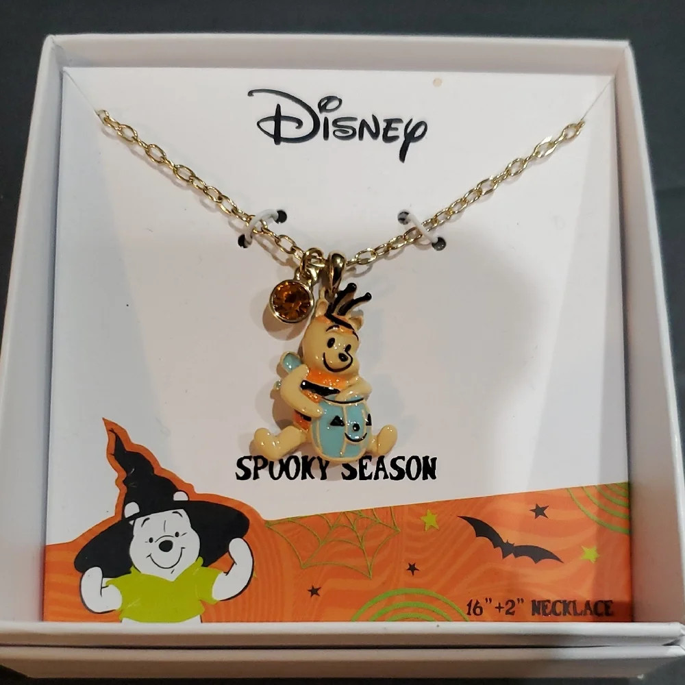 Disney’s Winnie the pooh spooky season 16" necklace with amber stone brand‎ new | Poshmark