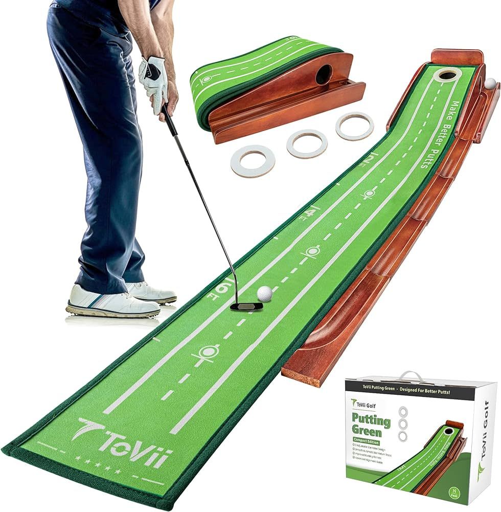 ToVii Putting Green - Golf Putting Matt for Indoors/Outdoor, Golf Practice Mat with Auto Ball Ret... | Amazon (US)