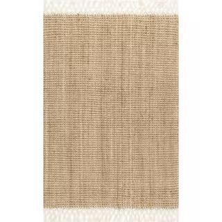 Home Decorators Collection Raleigh Farmhouse Fringed Jute Tan 5 ft. x 8 ft. Area Rug NCNT24A-508 | The Home Depot