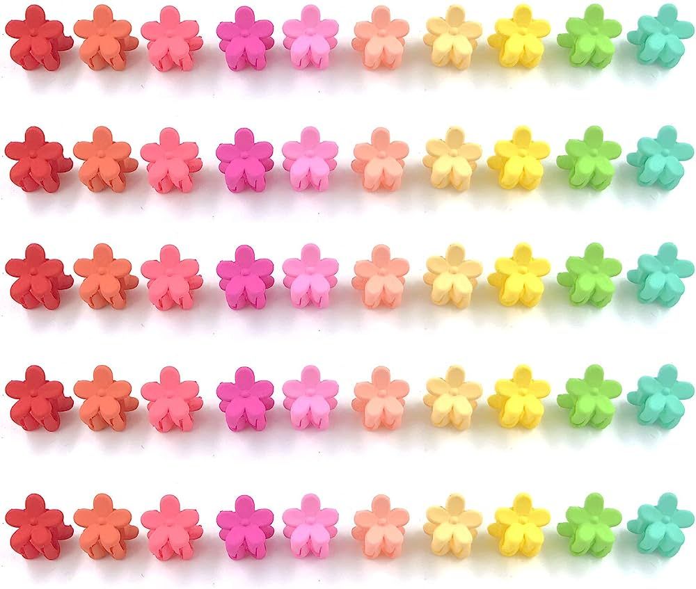 100 Pack Flower Hair Claw Clips Mini Small Hair Jaw Clips for Girls Assorted Baby Hair Clips Hair... | Amazon (US)