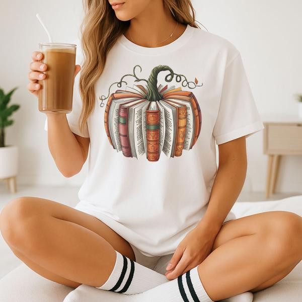Fall Book Pumpkin Halloween Teacher Graphic Tee Cute Autumn Reading Lover T-Shirt | Jane – Boutique Shopping Deals