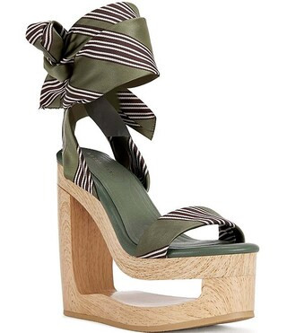Wynn Diagonal Stripe Ankle Tie Open Platform Wedge Sandals | Dillard's
