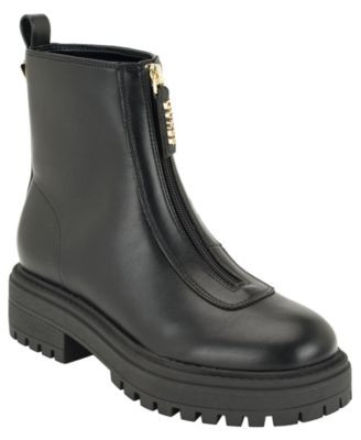 Guess Women's Syyan Front Zip Lug Sole Booties - Black Smooth | Macy's