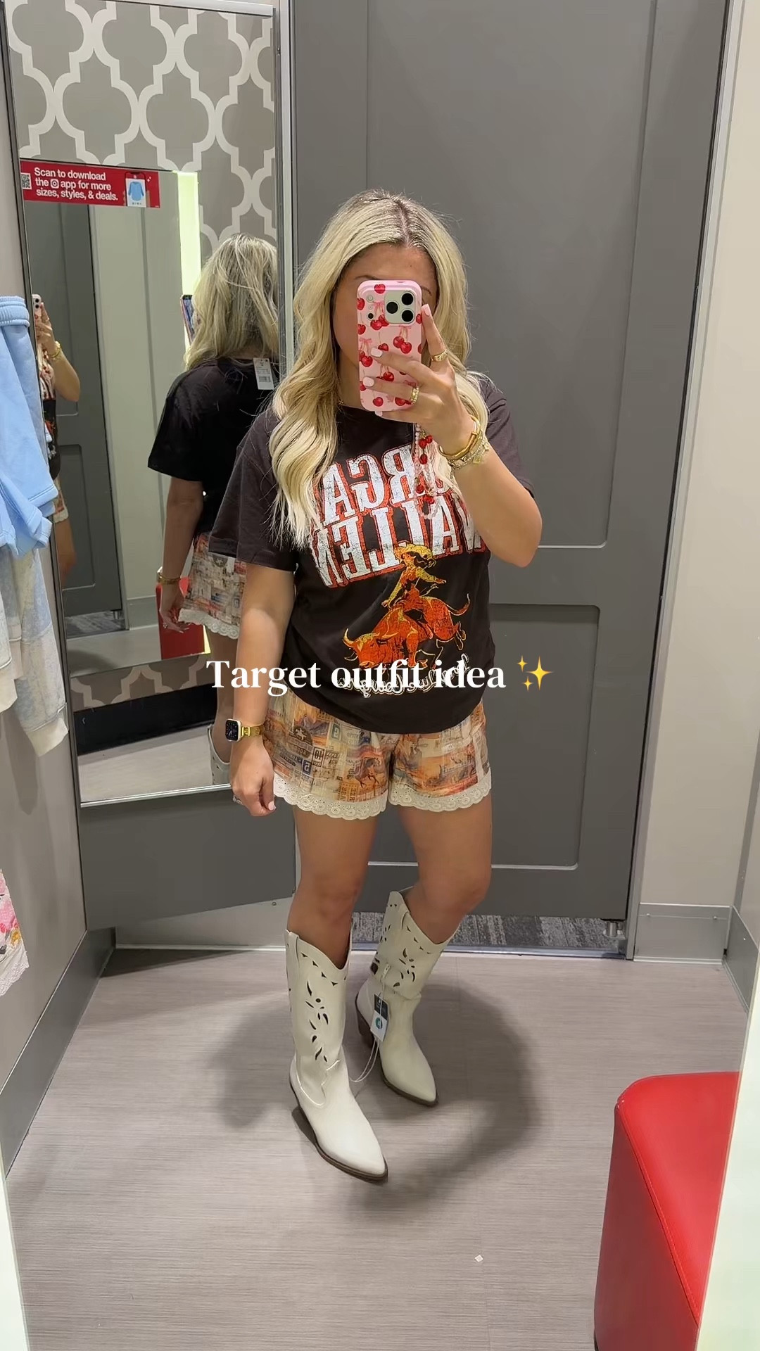 New @Target outfit idea
Morgan wallen tee m
Shorts small
Cowgirl boots tts
Rodeo
Country concert 