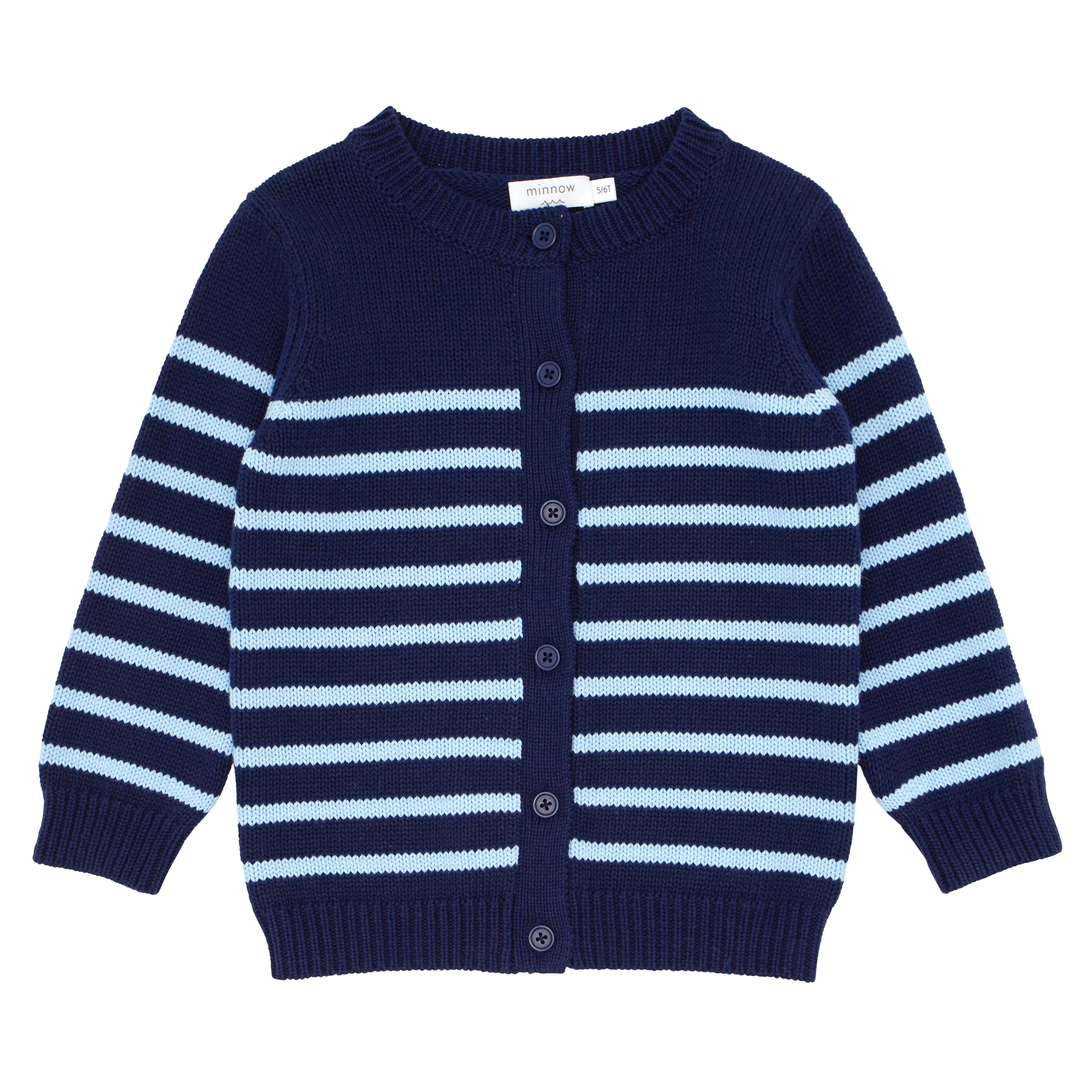 unisex navy and peri blue stripe knit cardigan | minnow