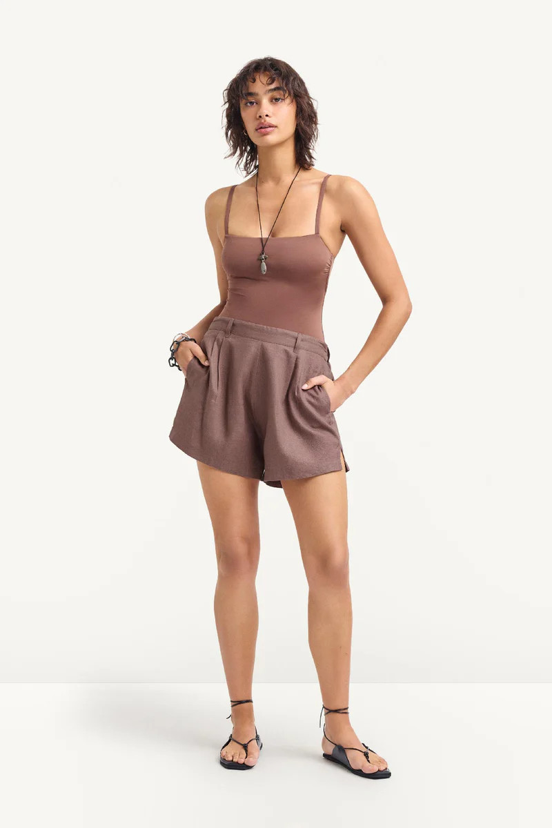 Vitamin A The Getaway Short Mocha EcoLinen | Vitamin A